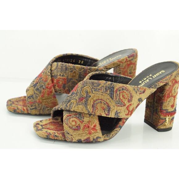 SAINT LAURENT Loulou Tapestry Slide Mules Sandals Sz 36 NIB YSL $895 - Picture 3 of 10